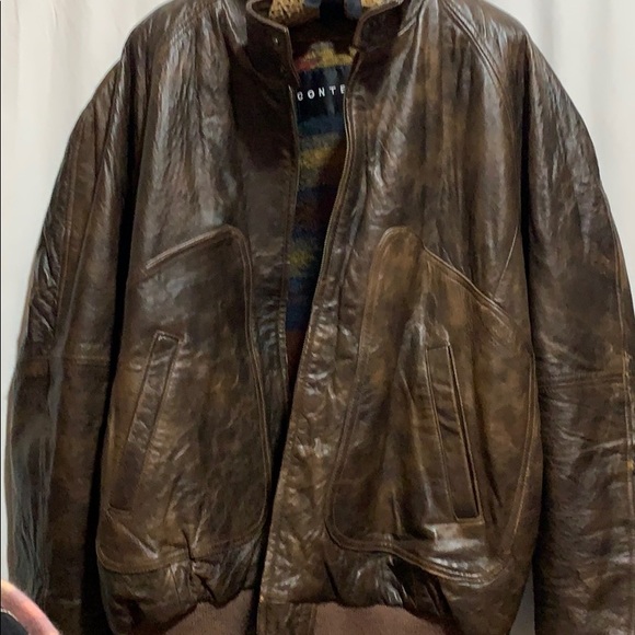 CONTEXT XLT DISTRESSED LEATHER BOMBER JACKET - Picture 2 of 11